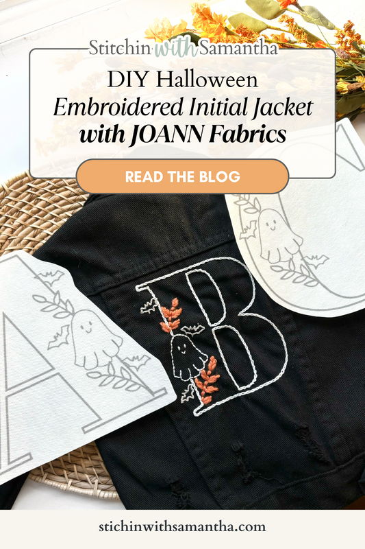 DIY Embroidered Halloween Initial Jacket with JOANN
