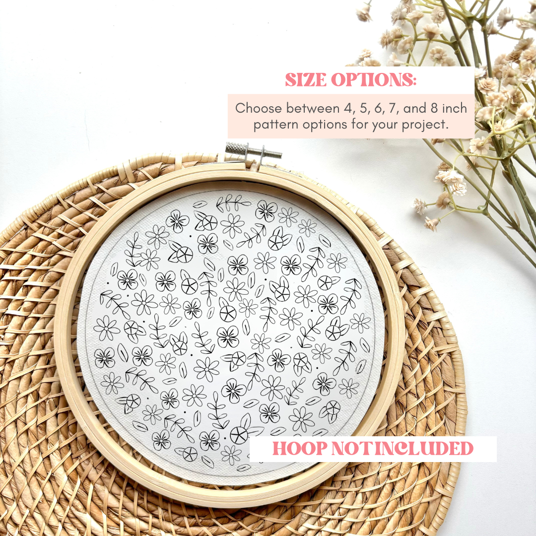 Floral Handprint Embroidery Hoop Stick and Stitch - Kids Handprint Craft