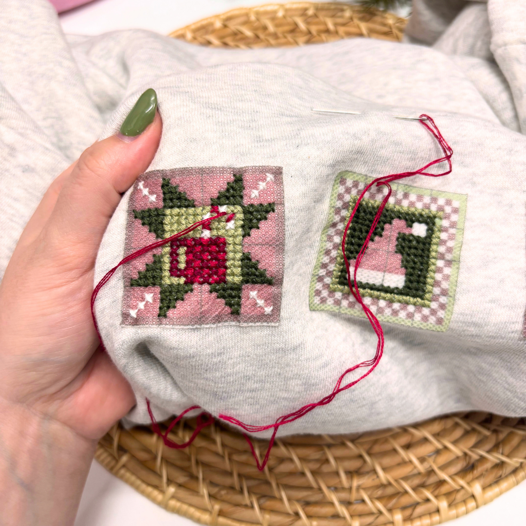 Christmas Cross Stitch Stick and Stitch Quilt Block Pack