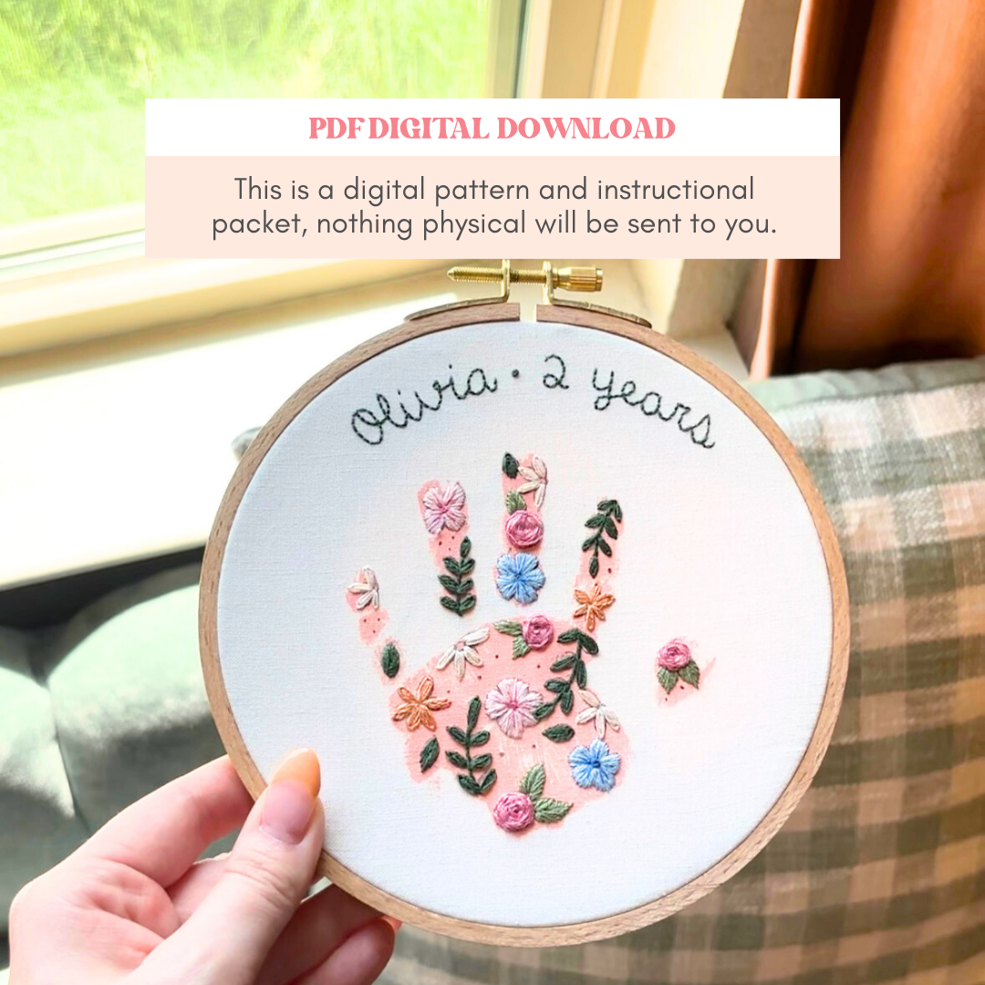 Embroidered Handprint Keepsake PDF Tutorial