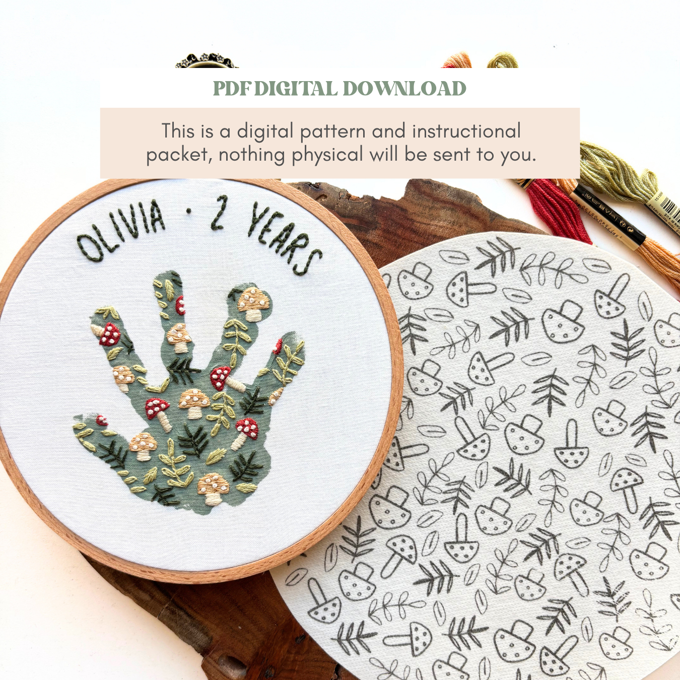 Mushroom Handprint Keepsake Printable PDF Pattern