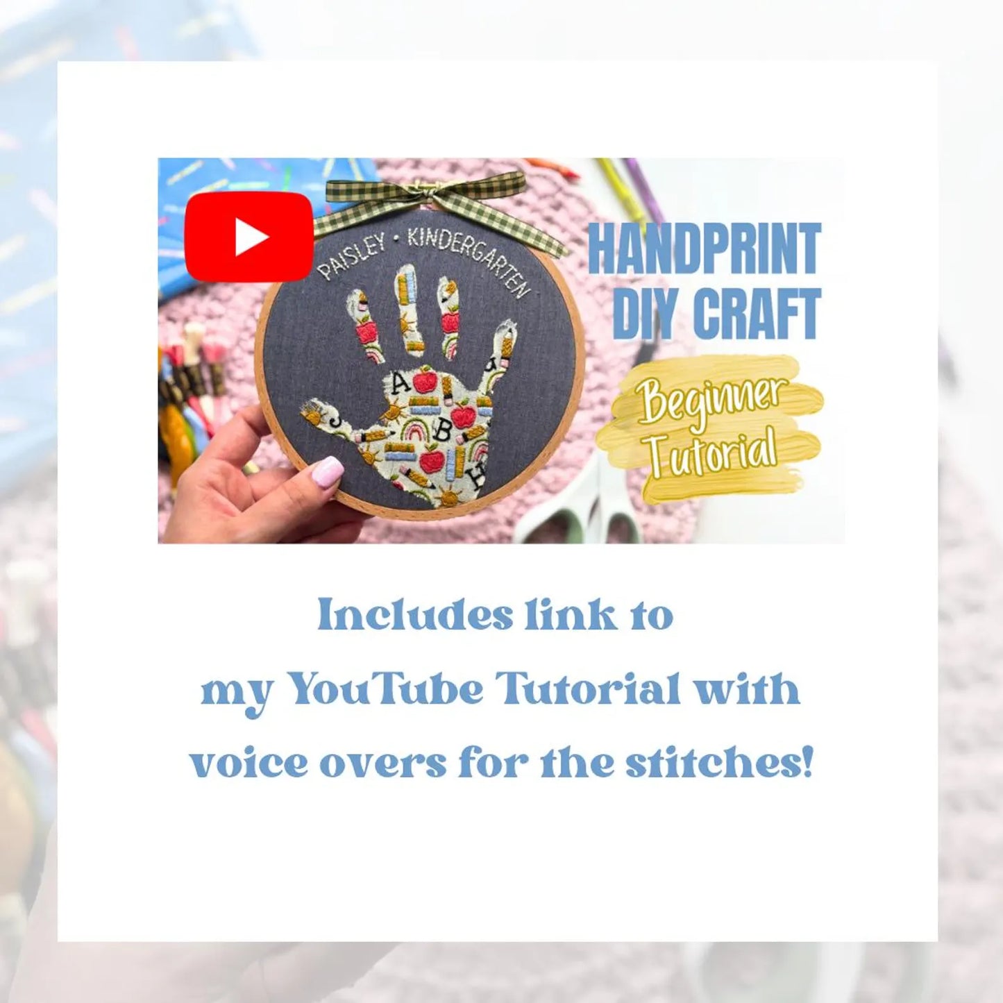 School Embroidered Handprint Keepsake PDF Tutorial