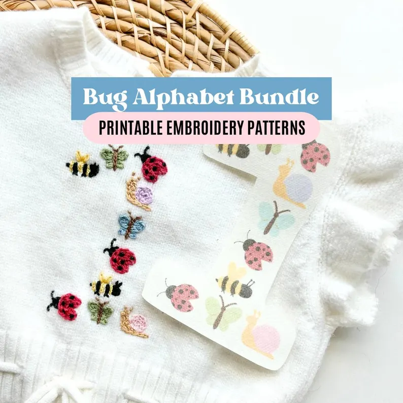 Printable Bug Alphabet Sweater Stick and Stitch Printable Pattern