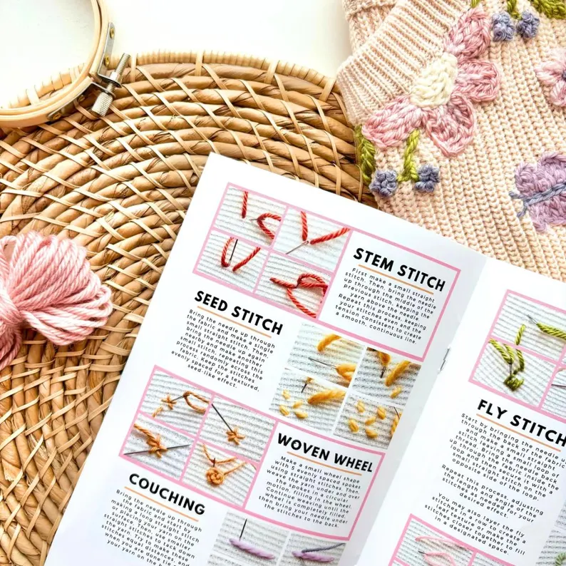 Hand Embroidery Pocket Guide: 15 Basic Stitches for Embroidering on Knit Sweaters