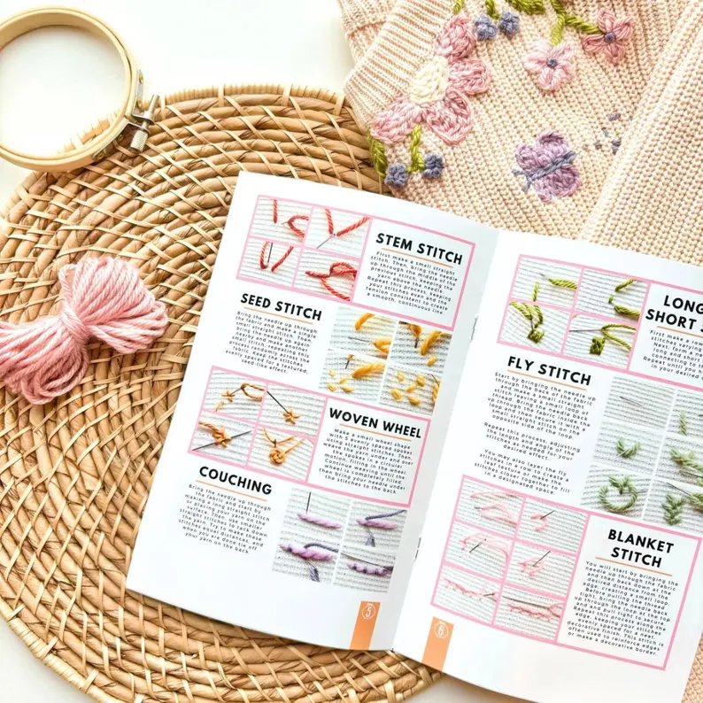 Hand Embroidery Pocket Guide: 15 Basic Stitches for Embroidering on Knit Sweaters