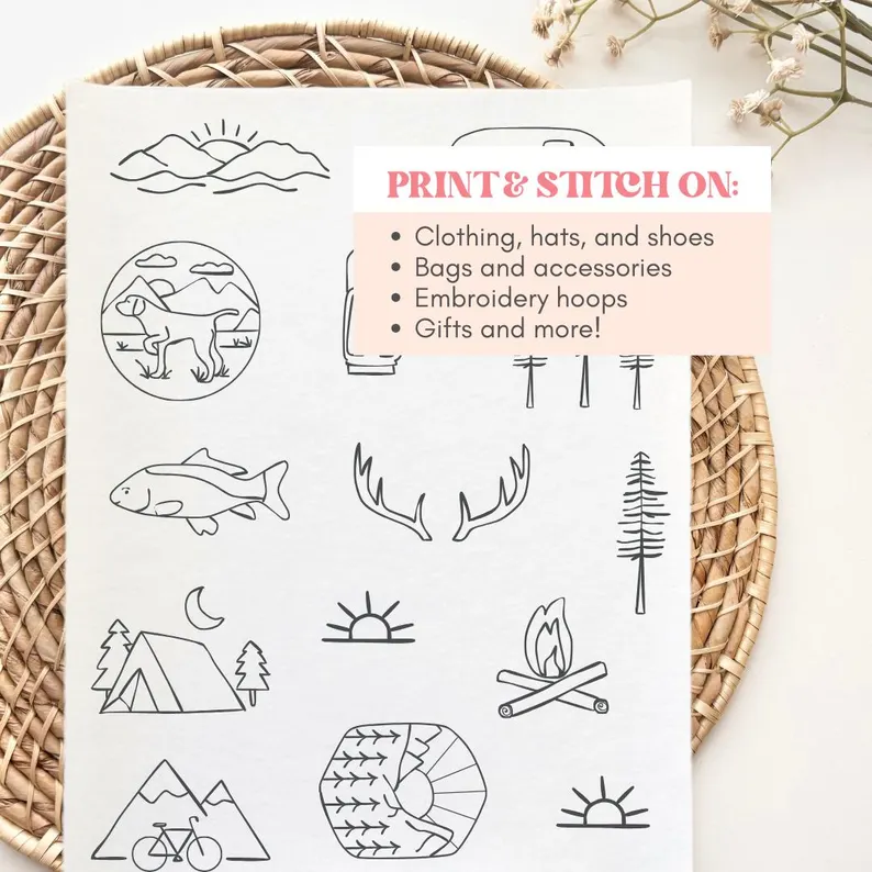 Printable Outdoor Stick & Stitch Embroidery PDF Templates
