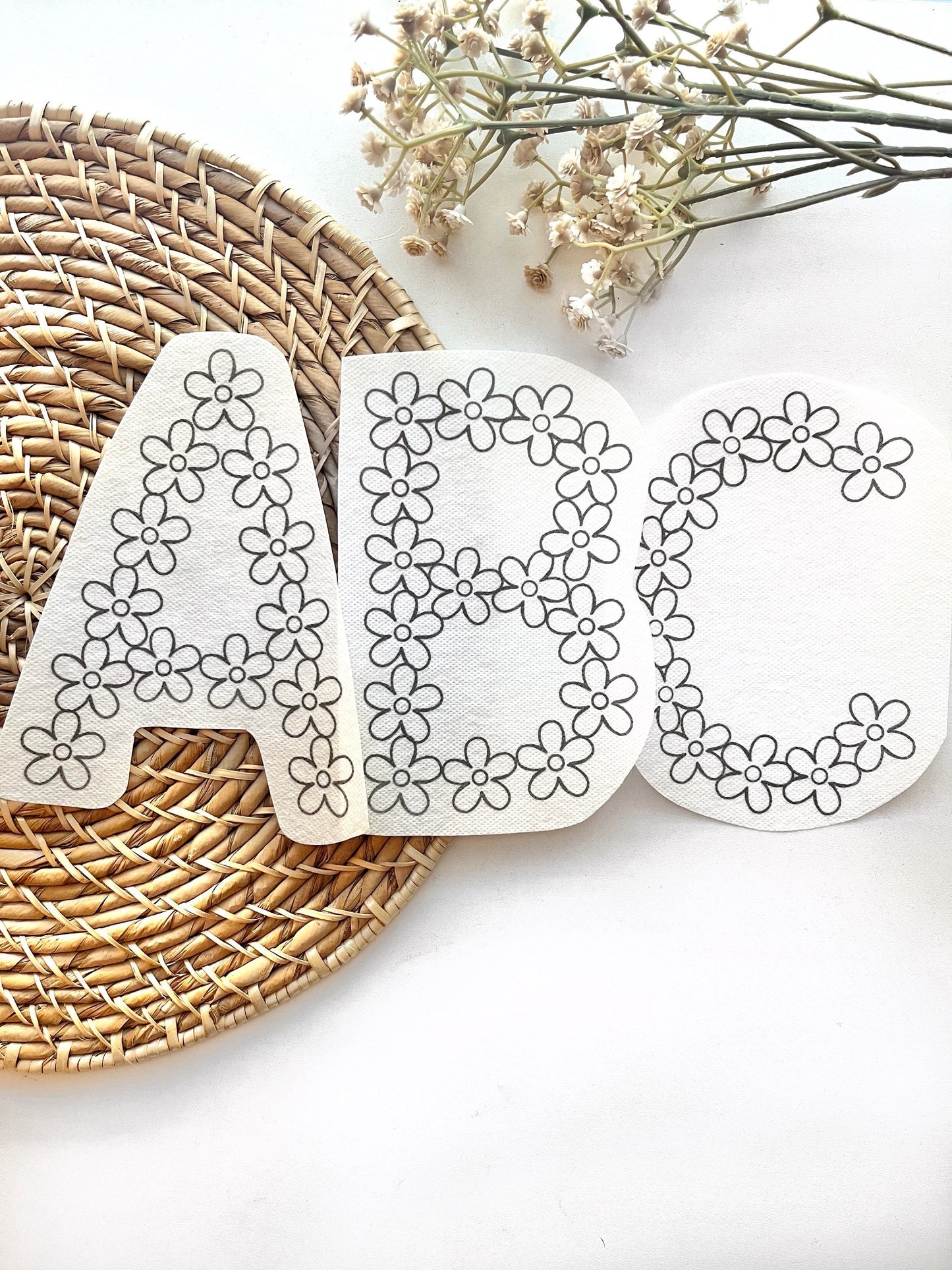 Printable Flower Initial Sweater Stick & Stitch PDF Download