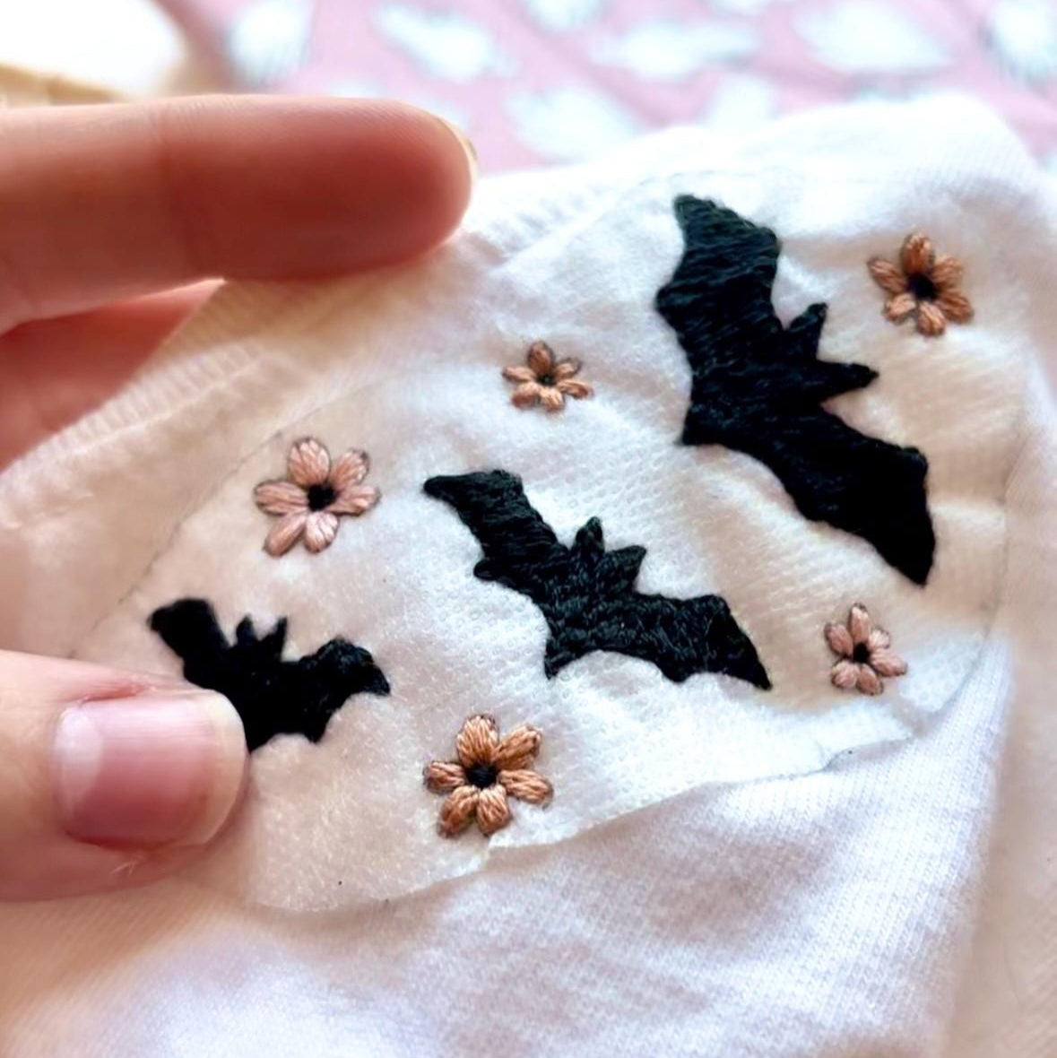 Halloween Stick and Stitch Embroidery Pack, Ghost Stick and Stitch Embroidery for Beginners, Bat Stick on Embroidery Pattern Transfer Patch