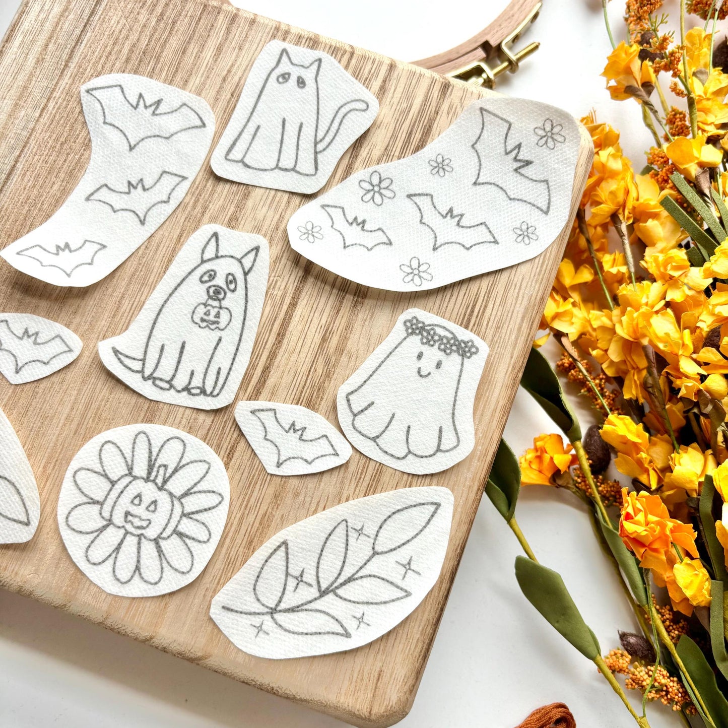 Halloween Stick and Stitch Embroidery Patterns Printable Stick and Stitch Transfers Print Sheet Embroidery Stick n Stitch PDF Designs Ghost