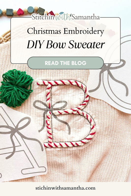DIY Embroidered Bow Christmas Sweater