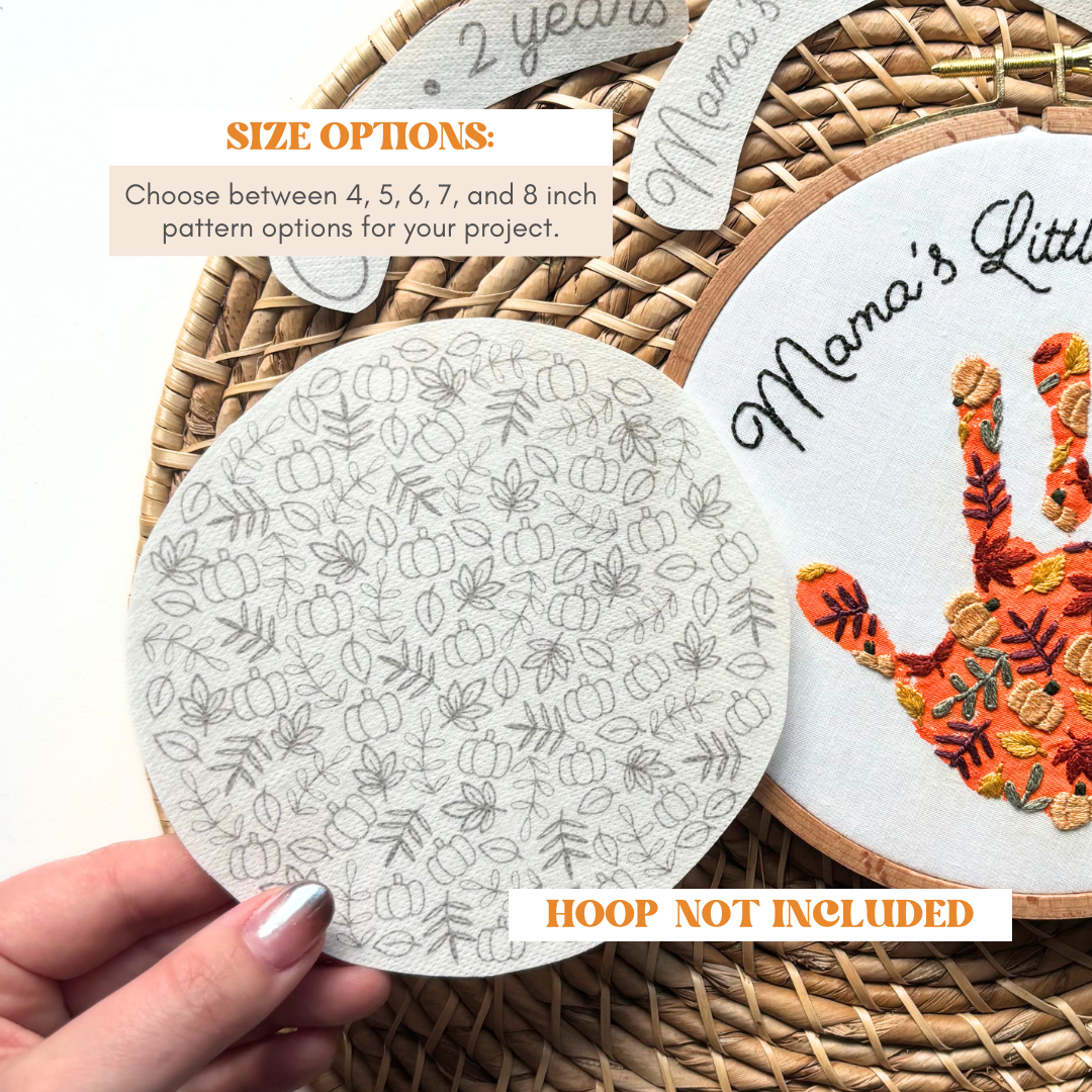 Fall Handprint Embroidery Hoop Stick and Stitch - Kids Handprint Craft