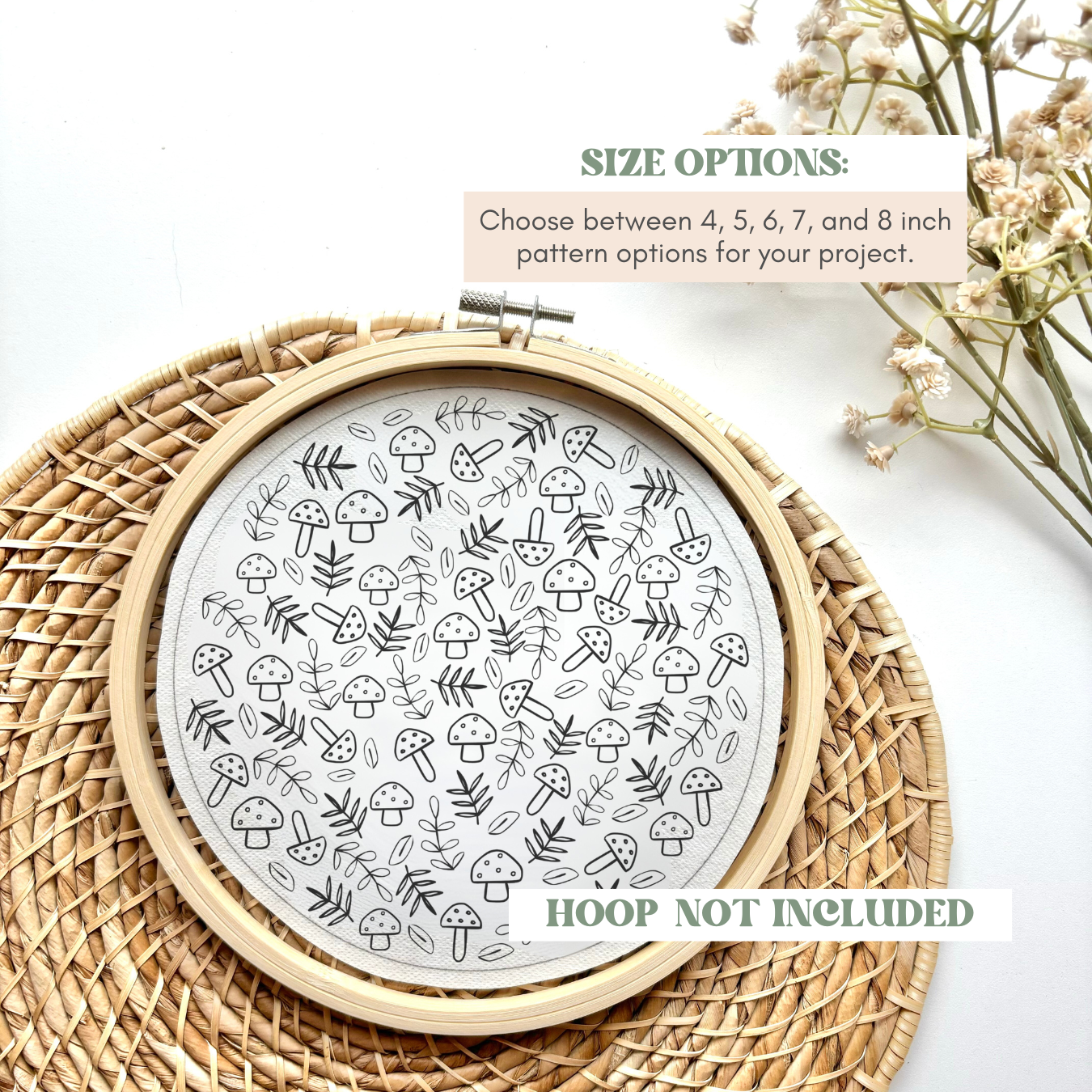 Mushroom Handprint Embroidery Hoop Stick and Stitch - Kids Handprint Craft