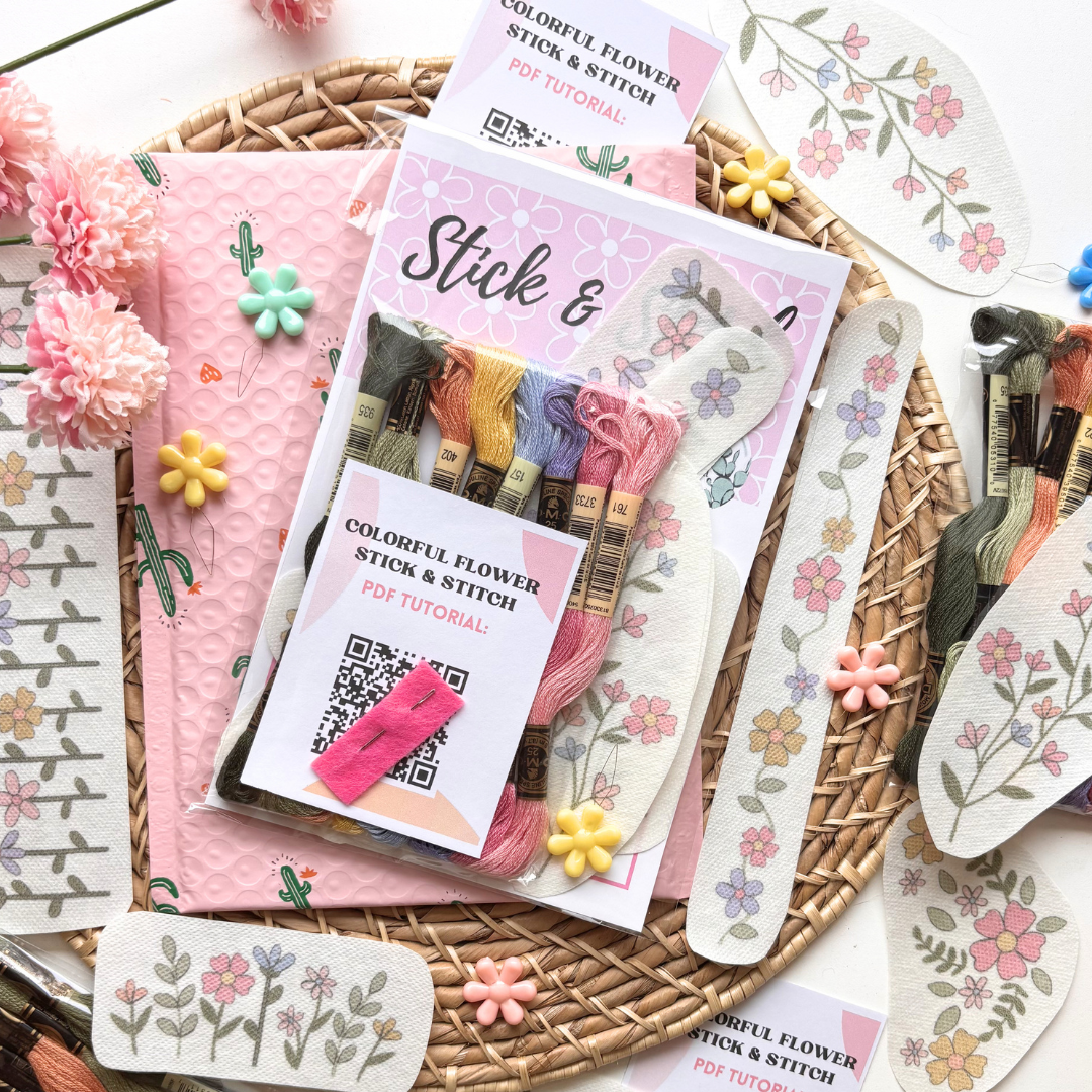Colorful Floral Stick and Stitch Kit