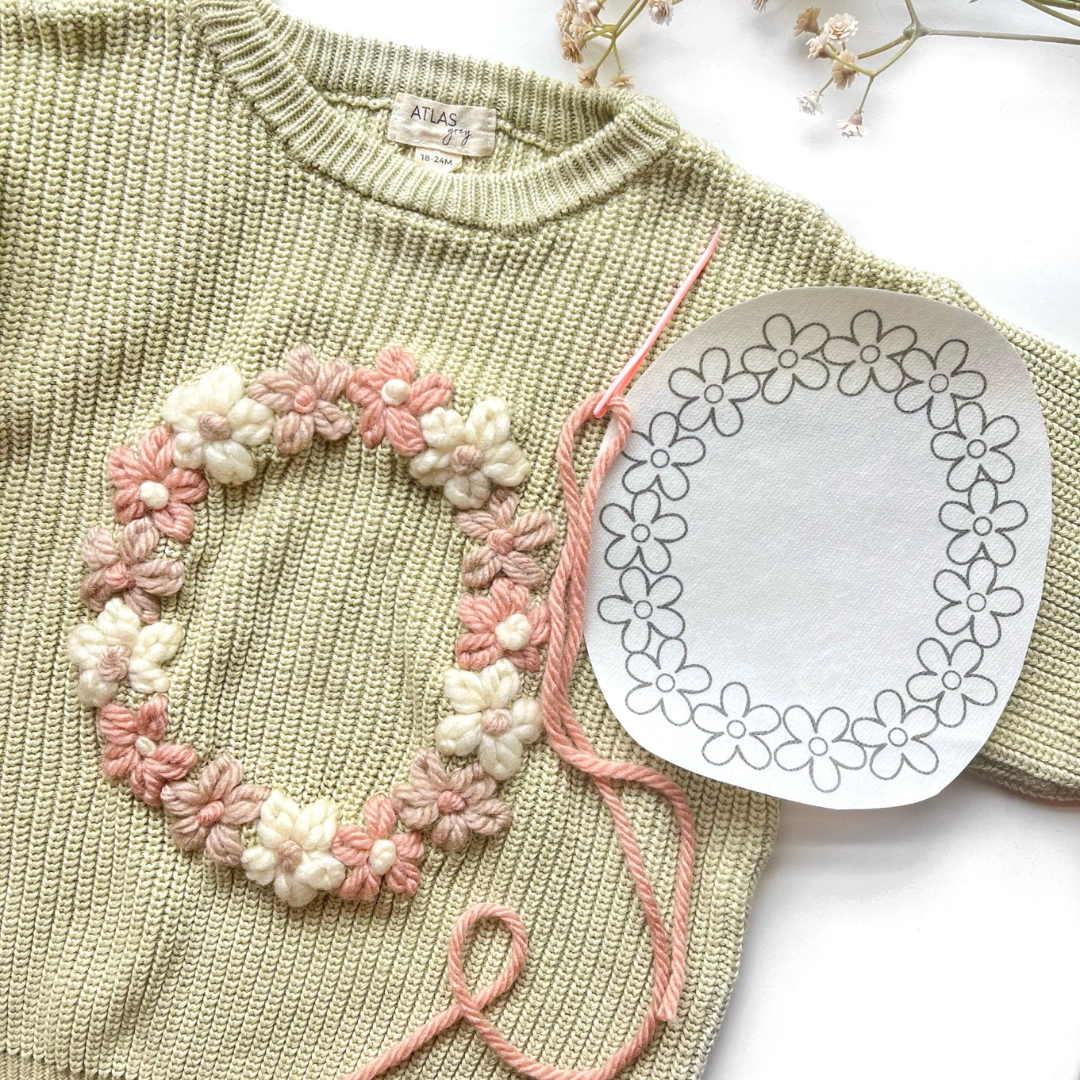 DIY Flower Initial Hand Embroidered Sweater (Kit + YouTube Tutorial!)