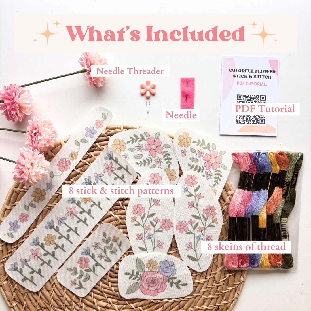 Colorful Floral Stick and Stitch Kit