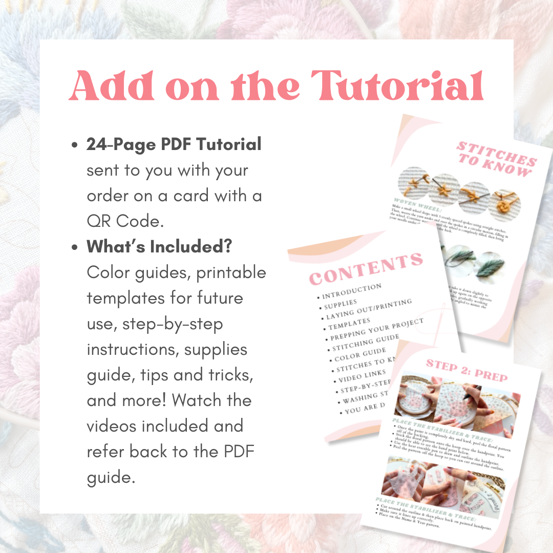 Floral Handprint Embroidery Hoop Stick and Stitch - Kids Handprint Craft