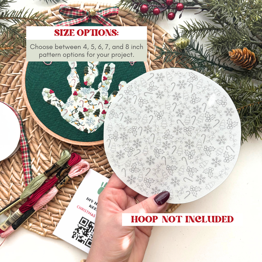 Christmas Handprint Embroidery Hoop Stick and Stitch - Kids Handprint Craft