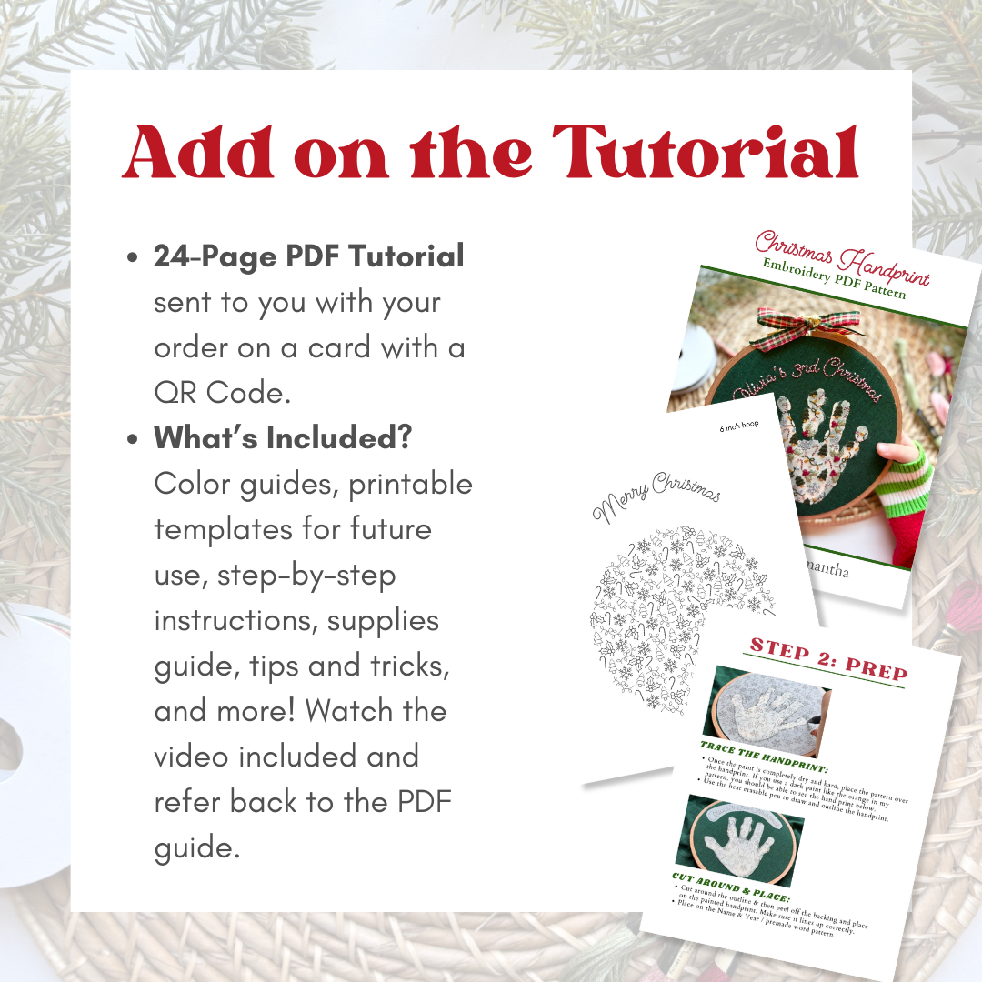 Christmas Handprint Embroidery Hoop Stick and Stitch - Kids Handprint Craft