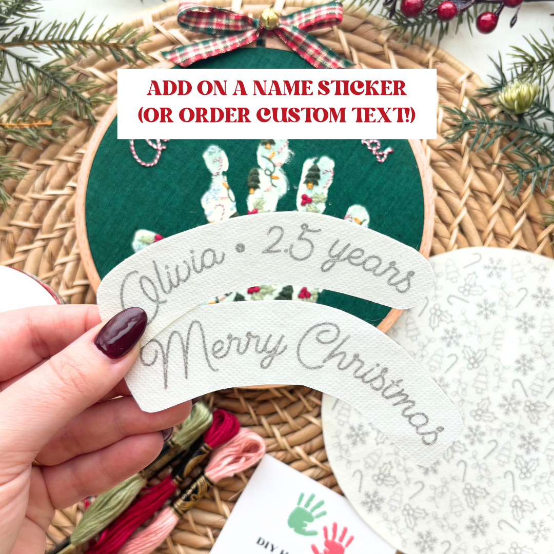 Christmas Handprint Embroidery Hoop Stick and Stitch - Kids Handprint Craft