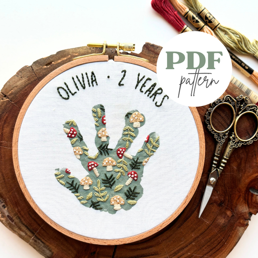 Mushroom Handprint Keepsake Printable PDF Pattern