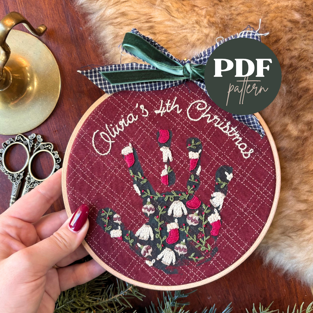 Printable Handprint Embroidery Traditional Cozy Christmas Pattern