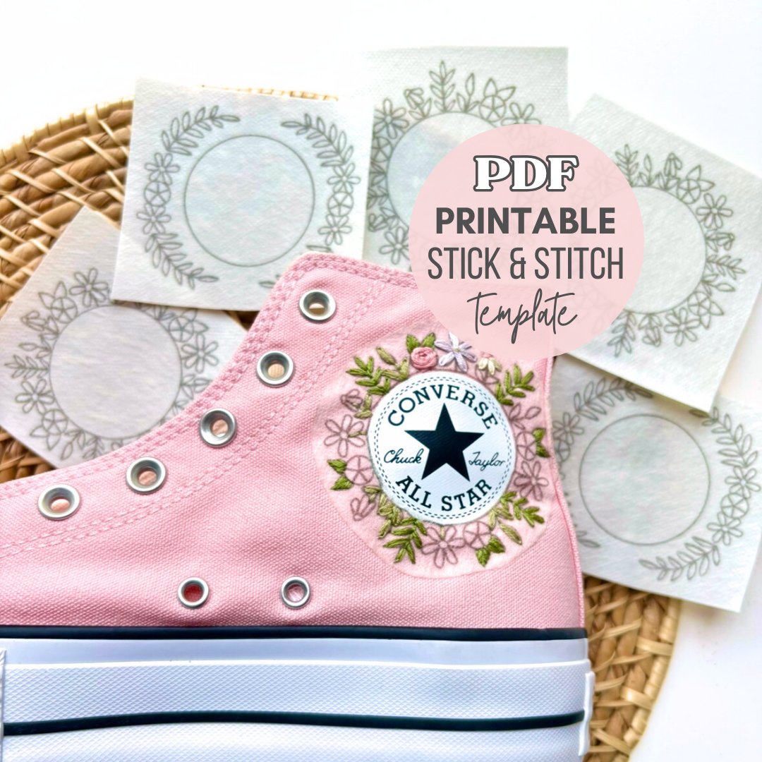 Converse Printable Stick and Stitch Embroidery PDF Templates