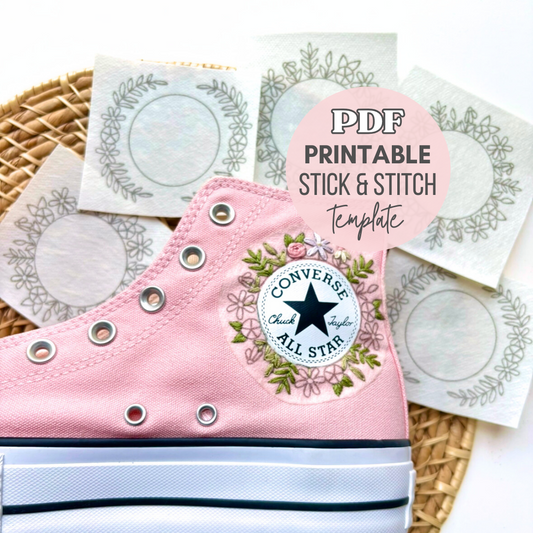 Converse Printable Stick and Stitch Embroidery PDF Templates
