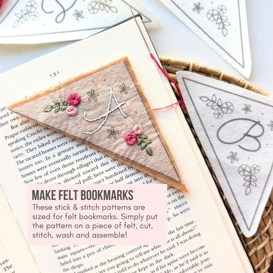 Personalized Letter Bookmark Stick and Stitch – DIY Felt Embroidery Gift for Book Lovers