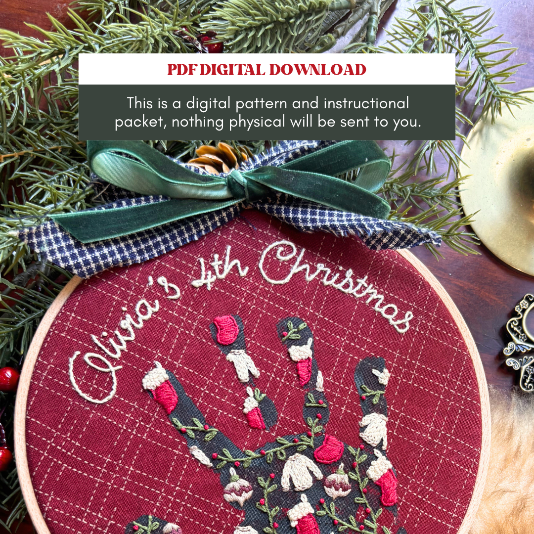 Printable Handprint Embroidery Traditional Cozy Christmas Pattern