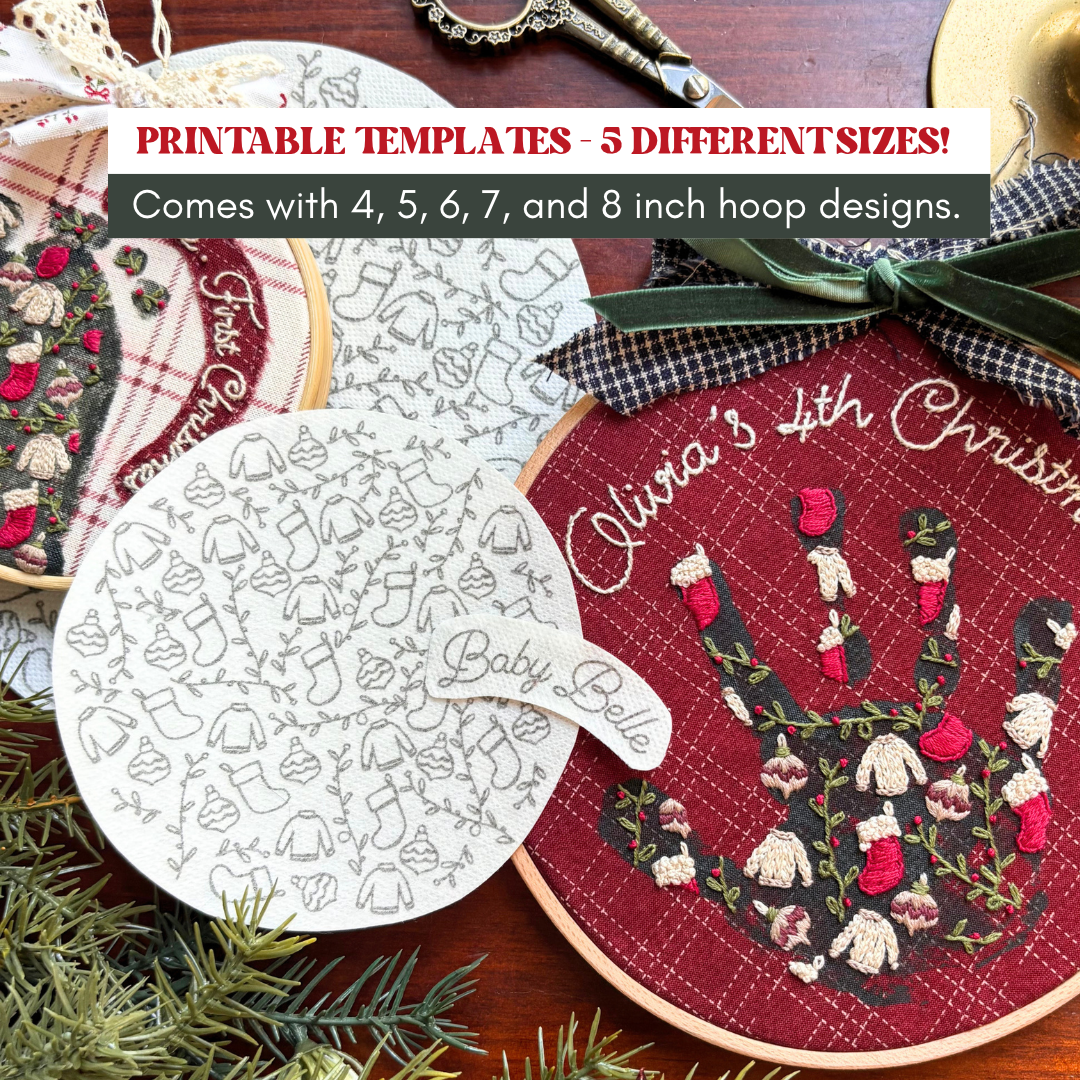 Printable Handprint Embroidery Traditional Cozy Christmas Pattern