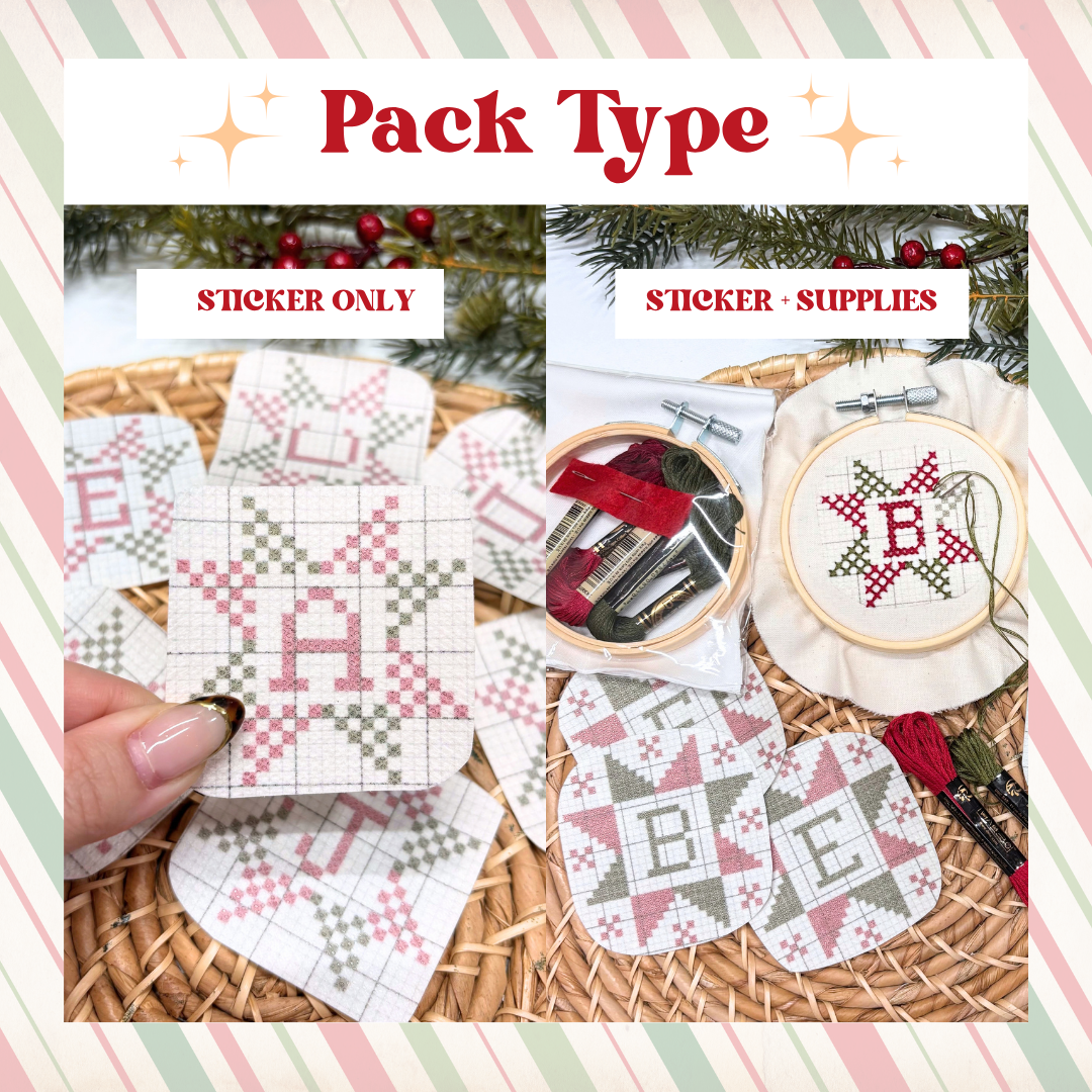 Personalized Quilt Block Letter Cross Stitch Ornament Kit