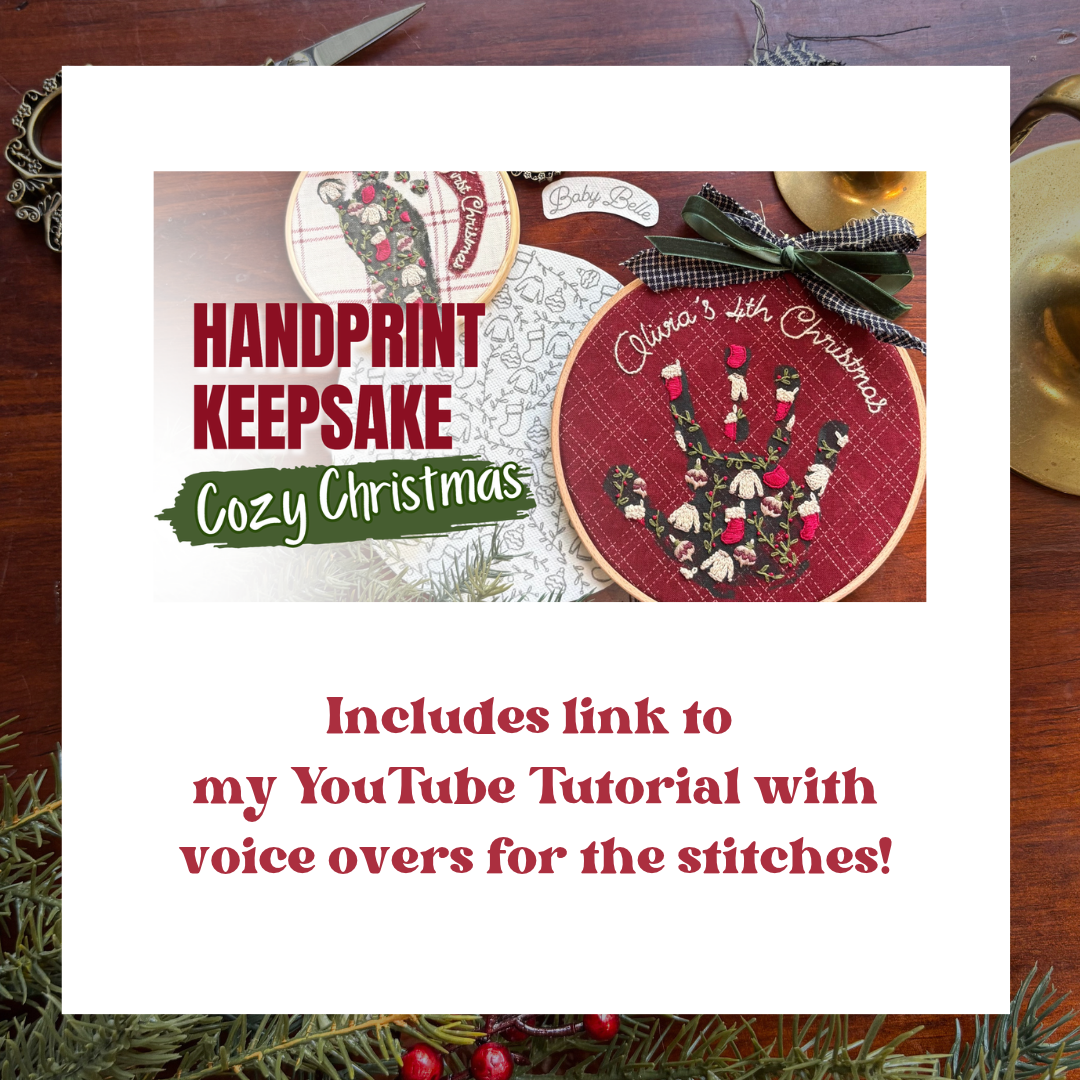 Printable Handprint Embroidery Traditional Cozy Christmas Pattern