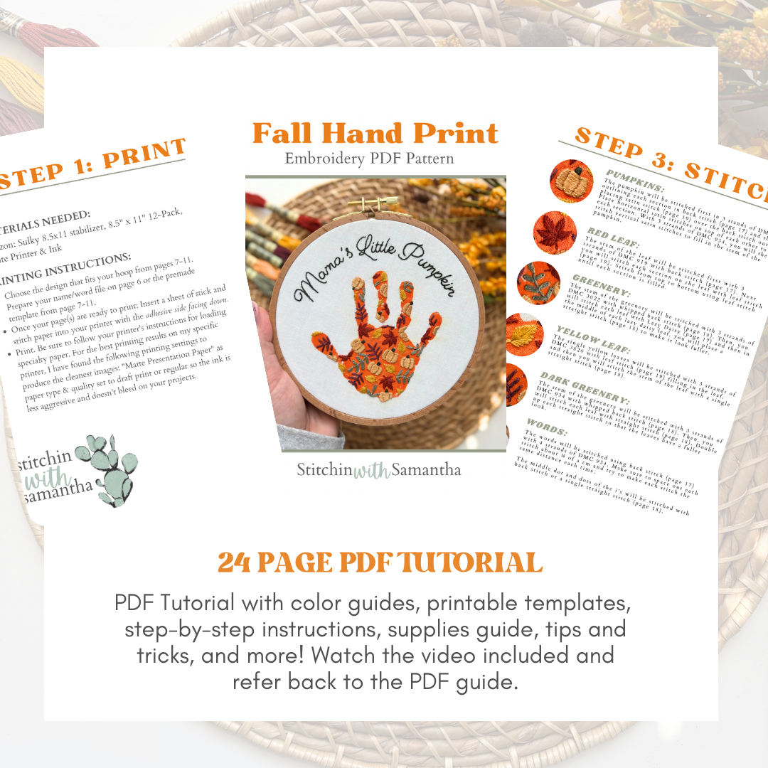 Fall Handprint Keepsake Printable PDF Pattern