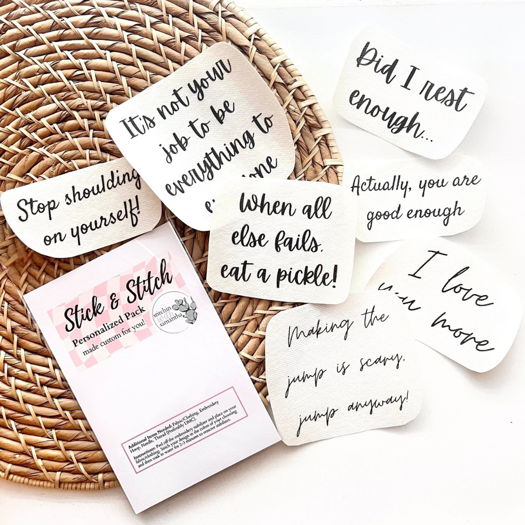 Stick and Stitch Quote Embroidery Hoop Patterns