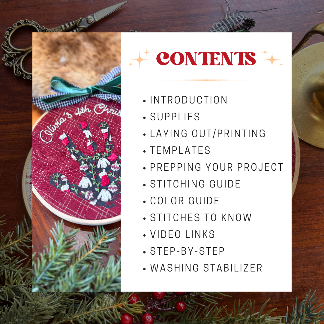 Printable Handprint Embroidery Traditional Cozy Christmas Pattern