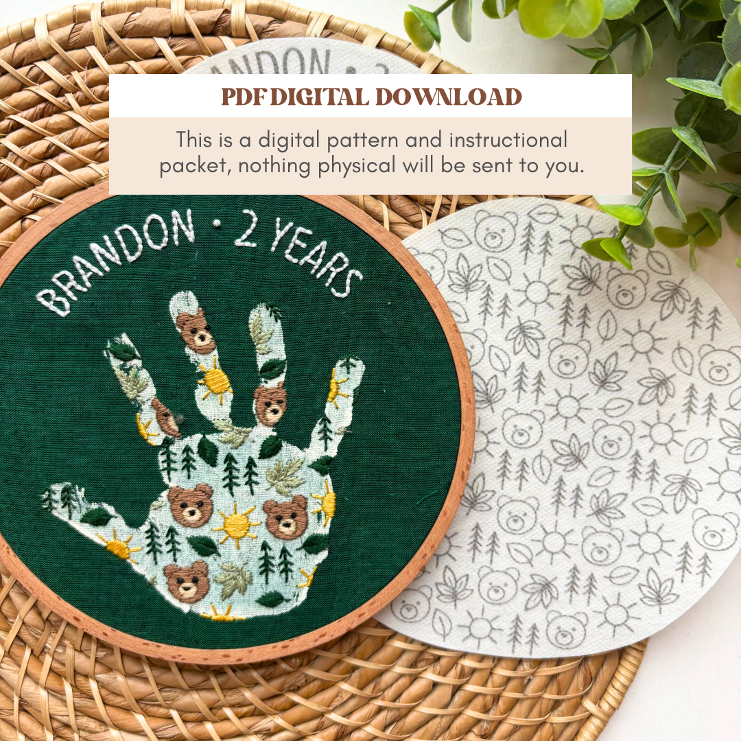 Bear Handprint Keepsake Printable PDF Pattern