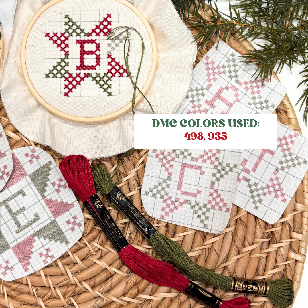 Personalized Quilt Block Letter Cross Stitch Ornament Kit