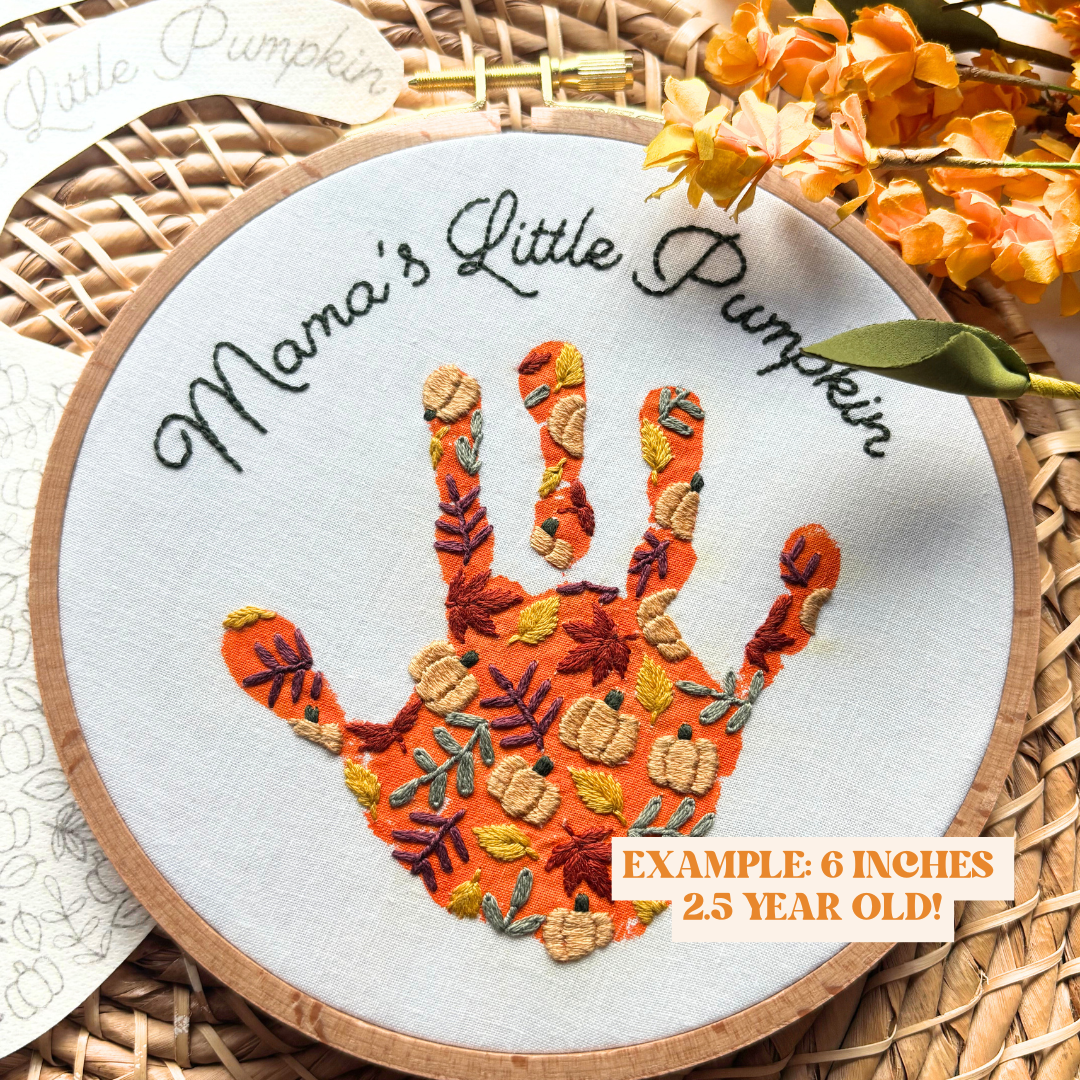 Fall Handprint Embroidery Hoop Stick and Stitch - Kids Handprint Craft