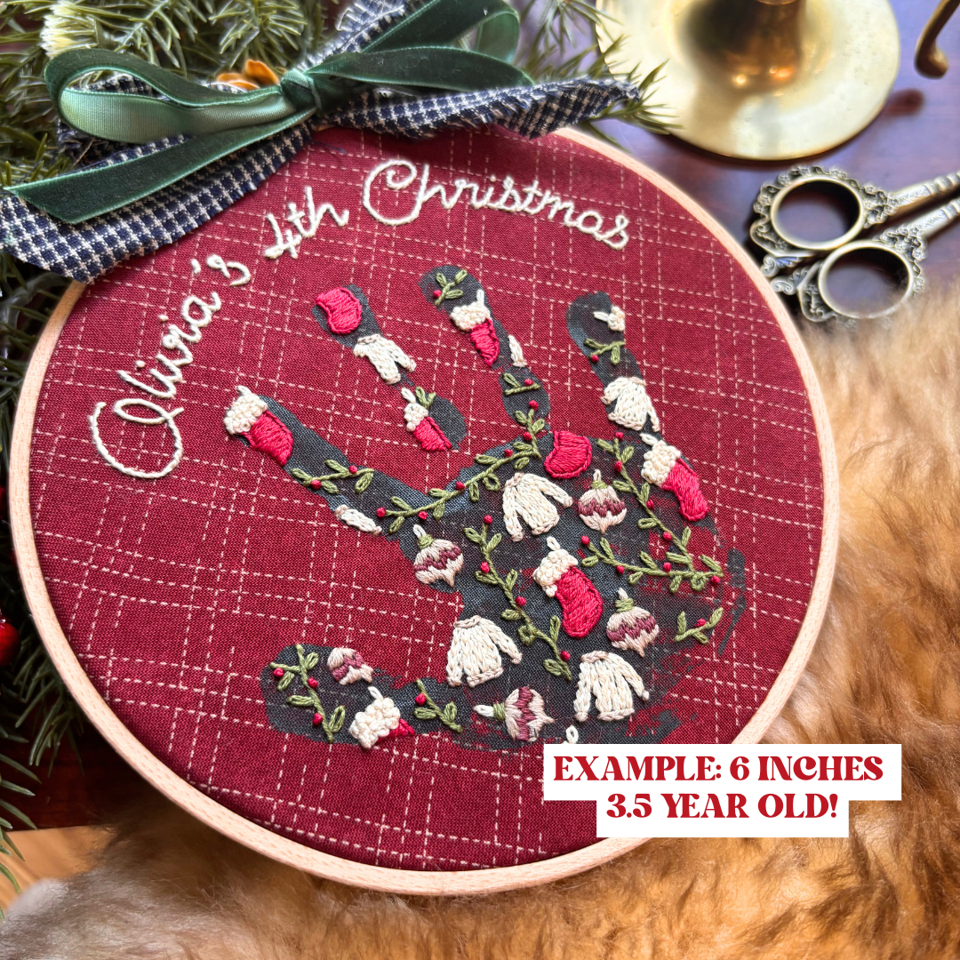 Traditional Christmas Handprint Embroidery Stick & Stitch Pack