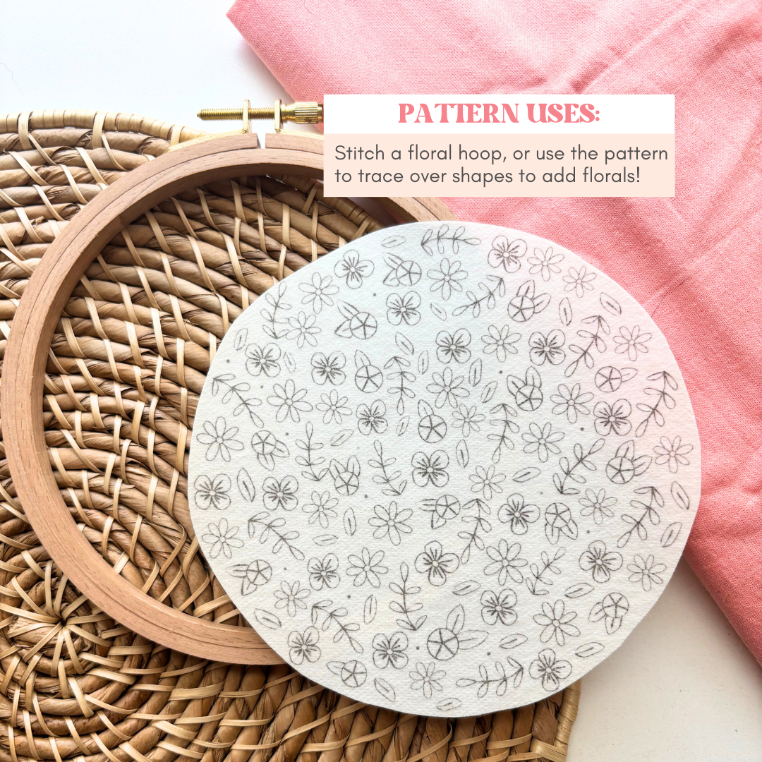 Floral Handprint Embroidery Hoop Stick and Stitch - Kids Handprint Craft