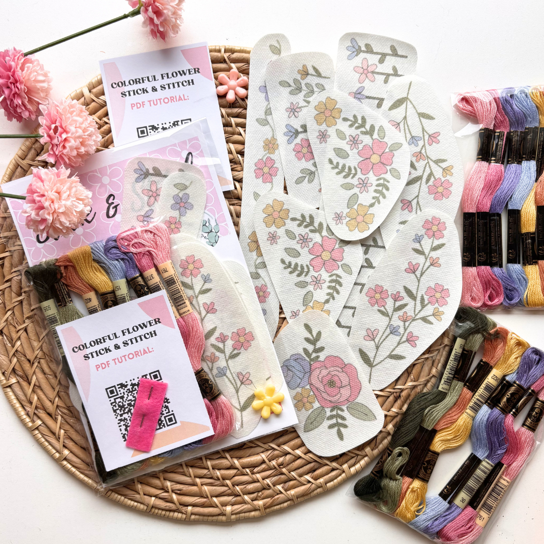 Colorful Stick & Stitch Embroidery Pack (Color + Stitch Guides Included!)