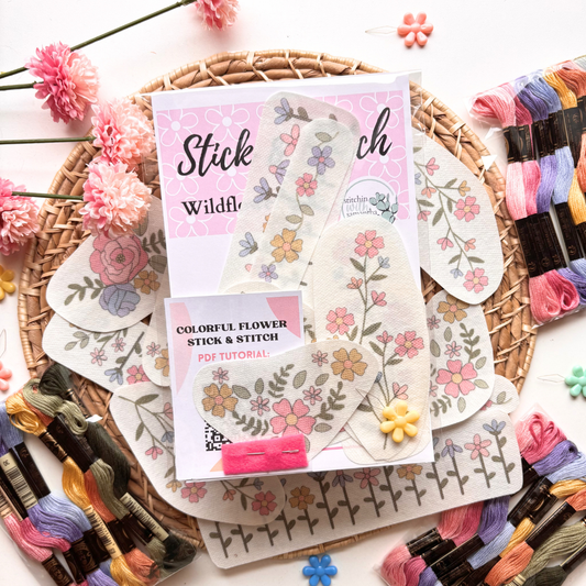 Colorful Floral Stick and Stitch Kit