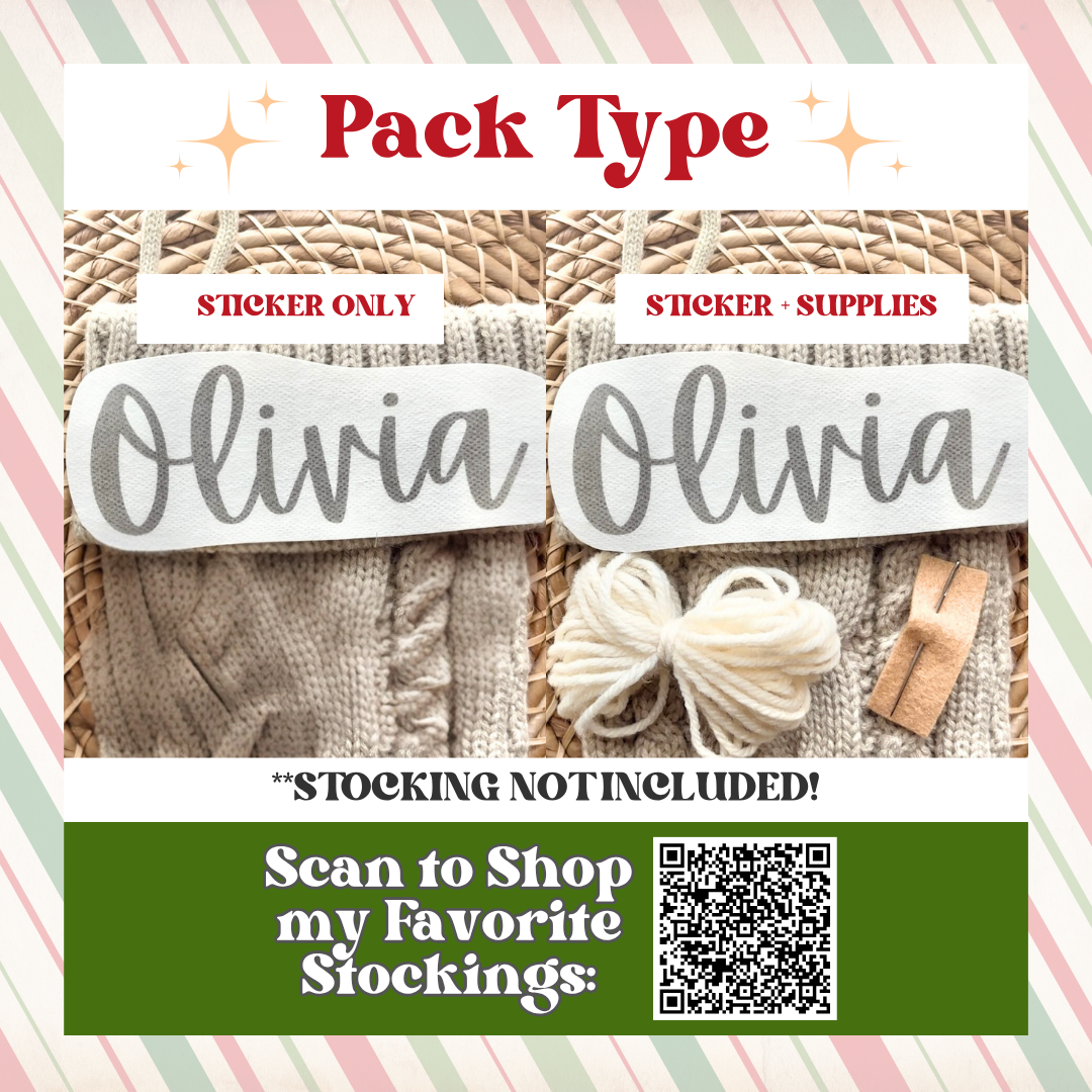 Embroidery Christmas Stocking Kit - Name Stick and Stitch Patterns for Family Keepsake