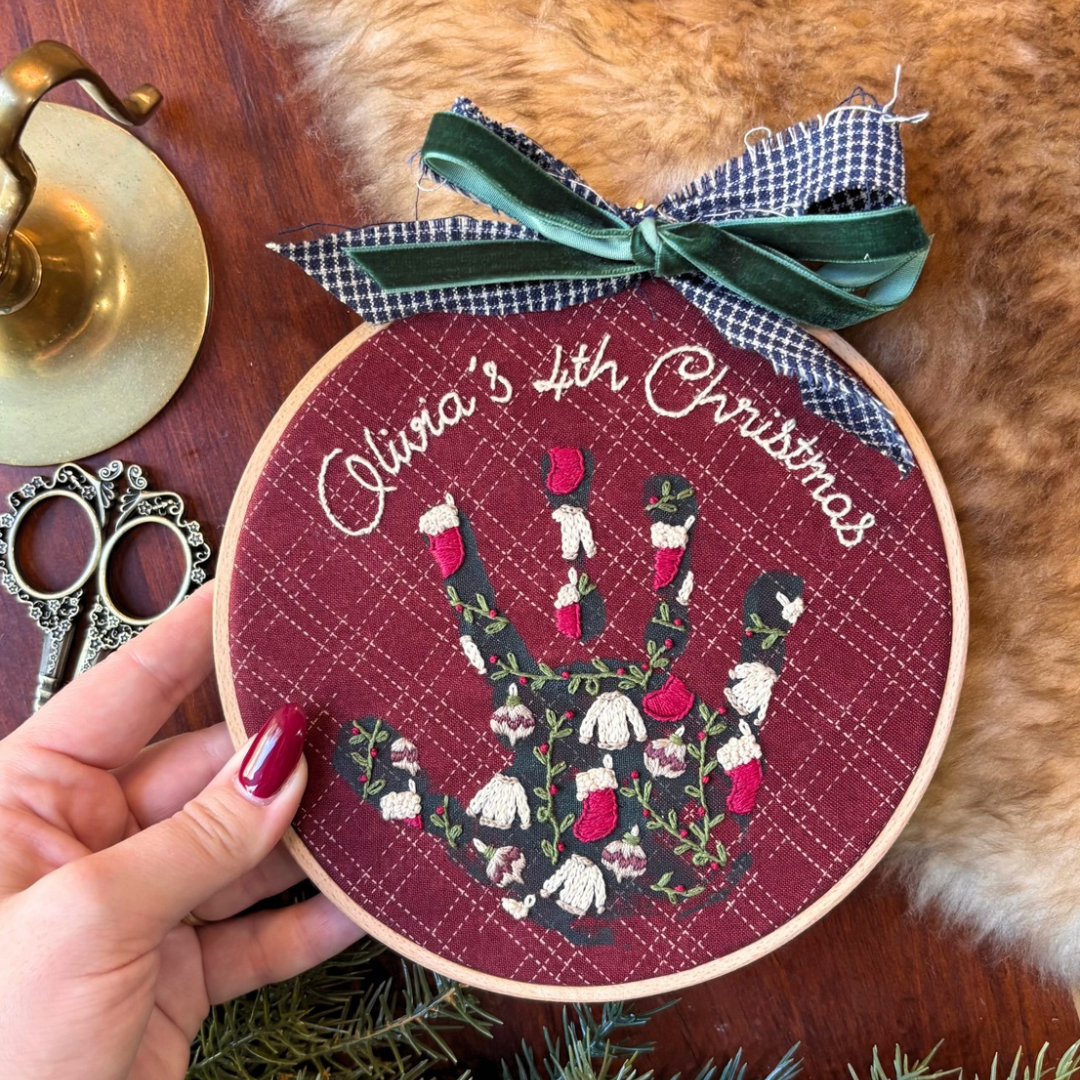 Traditional Christmas Handprint Embroidery Stick & Stitch Pack