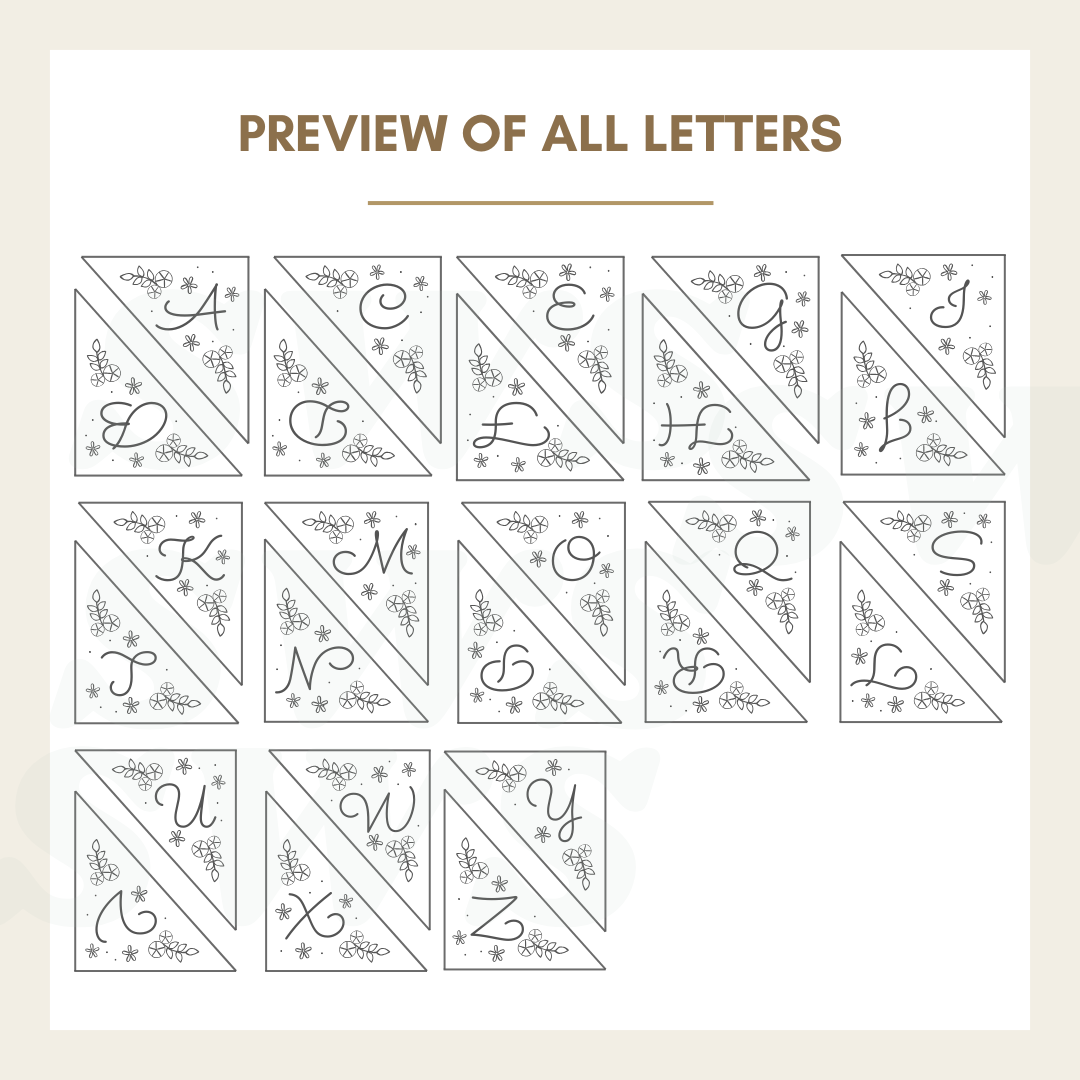 Personalized Letter Bookmark Printable Stick and Stitch Embroidery Designs