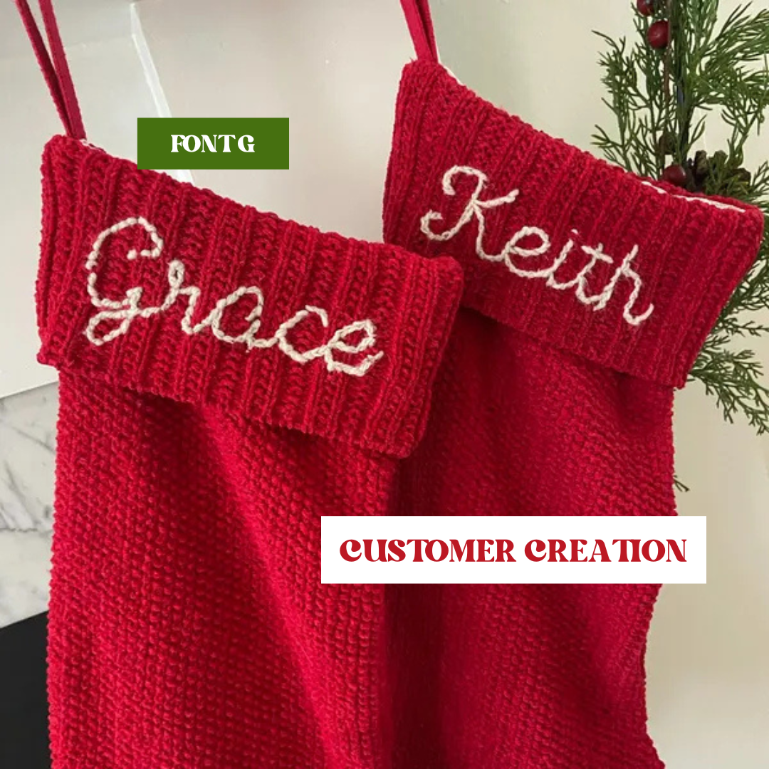 Embroidery Christmas Stocking Kit - Name Stick and Stitch Patterns for Family Keepsake