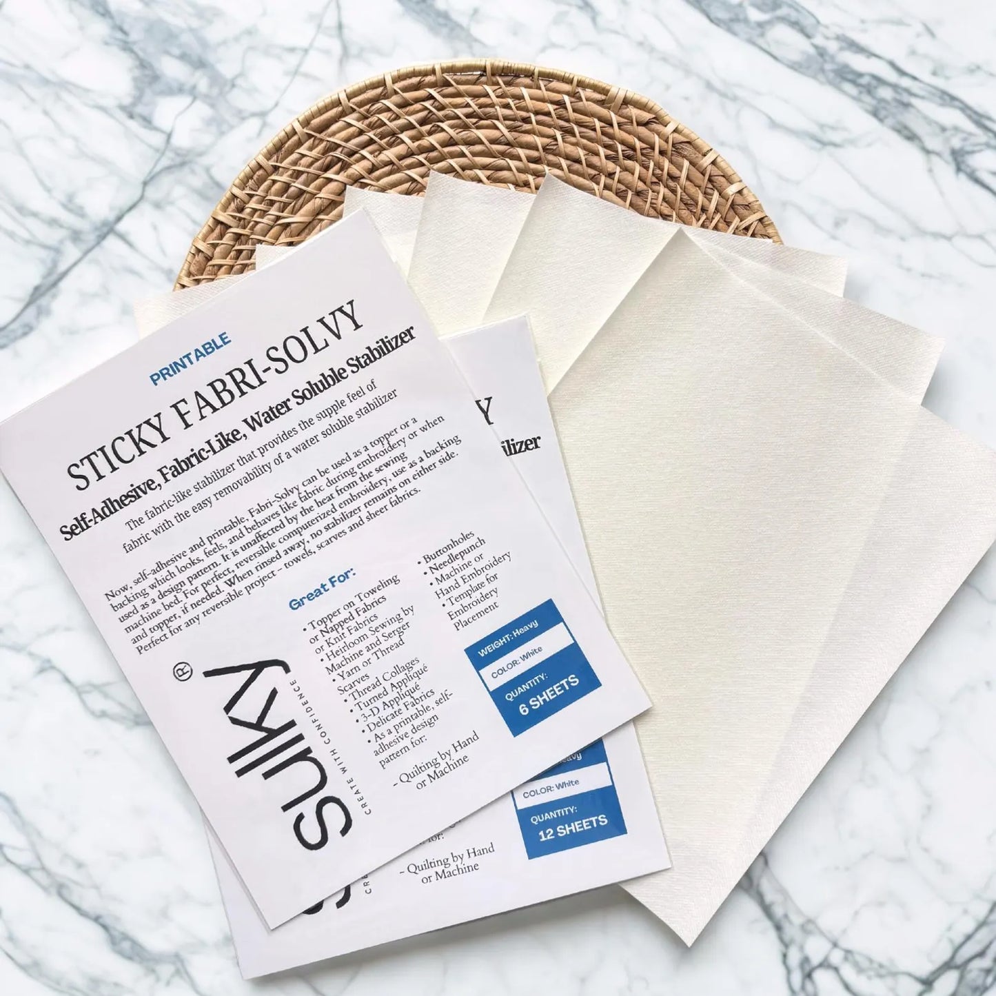 Sulky Fabri-Solvy Water Soluble Stabilizer - Stick and Stitch Sheets
