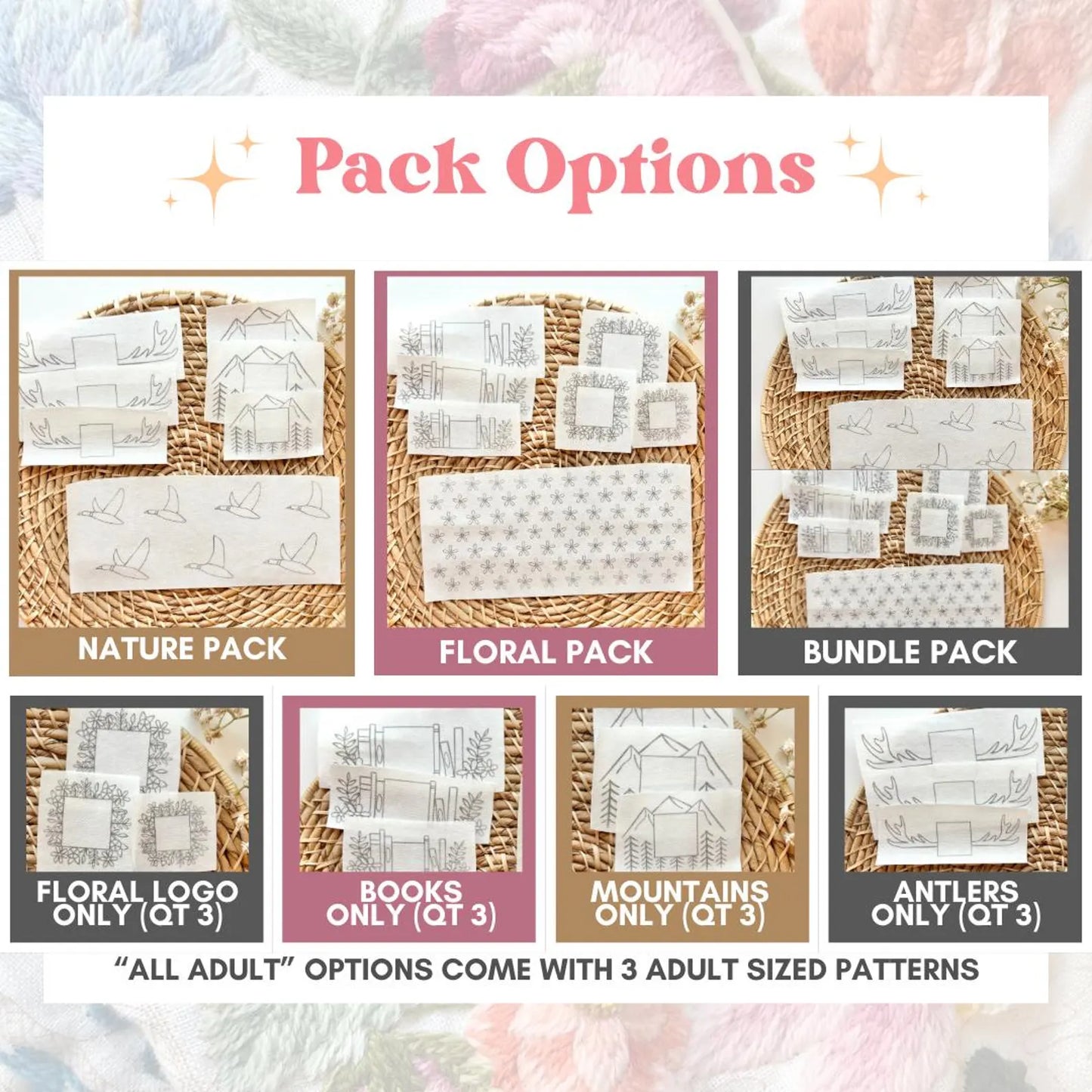Floral Beanie Stick & Stitch Embroidery Pack