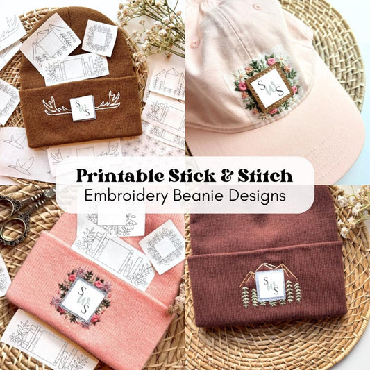 Beanie Embroidery Printable Bundle for Logo Hats - PDF Download