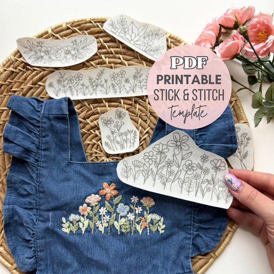 Wildflower Printable Stick & Stitch Embroidery Patterns